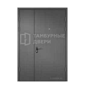 Дверь темная тамбурная в подъезд с внутренней вставкой МДФ в офис ТД-203